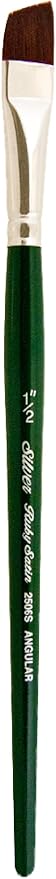 Silver Brush Limited 2506-1/2 Ruby Satin Angle Paintbrush for Oil, Acrylic, and Heavy Body Paints, Size 1/2 Inch, Short Handle