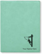 Small 7" X 9" Portfolio Notepad, Lineman, Personalized Engraving Included (Teal)
