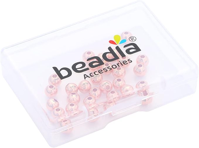 Rose Gold Plated Round Spacer Beads 6mm 30pcs for Jewelry Making Findings Non Tarnish