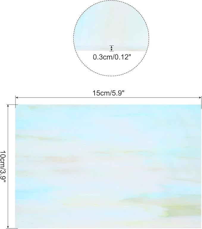 MECCANIXITY Stained Glass Sheet Mosaic Tile 5.9 Inch x 3.9 Inch Blue Green Stained Glass Sheets for Crafts DIY, Art Project