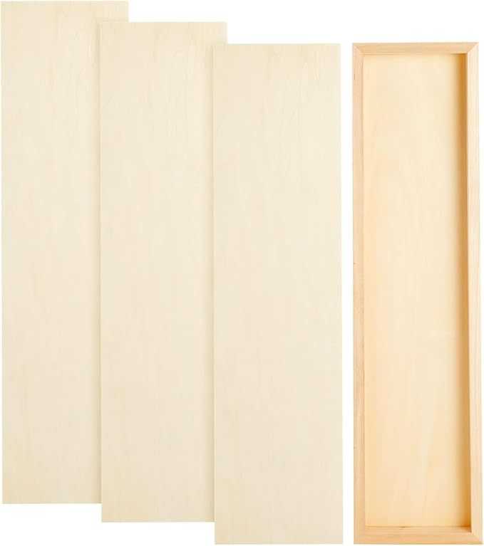 Bright Creations Unfinished Wood Panels for Painting & Crafts - 6 x 23 in, 0.84 in Thick, 4-Pack - Deep Cradle Boards & Long Wood Canvas Blank Wooden Signs for Wall Decor