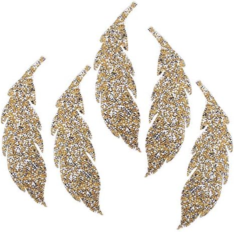 Rhinestones Patches, 5Pcs Leaves Pattern Iron on Applique for DIY Clothes, Rhinestone Embellishments for T Shirts, Backpacks, Craft Projects