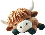 Highland Cow DIY Crochet Kit for Beginners, Brown Handmade Animal Soft with Yarn, Tools and Instructions, Cute Highland Cattle Birthday Gift for Adults, 23cm x 17cm x 6cm