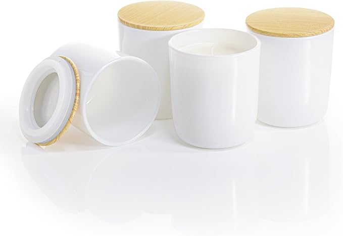 Aroparc Candle Jars for Candle Making 10oz U Base Tumbler Jars for DIY, Bulk Vessel - 12 Containers +12 Metal Lids - White