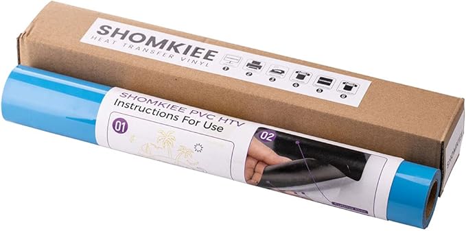 HTV Lake Blue Heat Transfer Vinyl Rolls 12 Inch by 8 feet Roll Iron on DIY for T-Shirt Easy to Cut & Weed for Heat Vinyl Design Glossy (8Ft, Lake Blue)