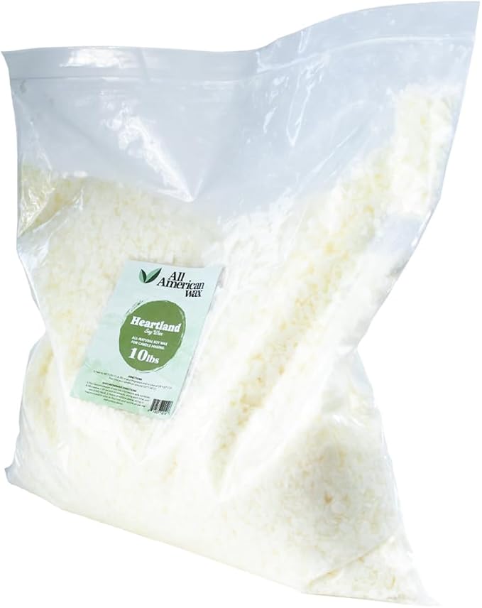 All American Wax Soy Wax Flakes – 10 lb Bag | Natural Soy Wax for Candle Making | Clean Burning, Easy to Melt, Great Scent Throw | DIY Candle Supplies