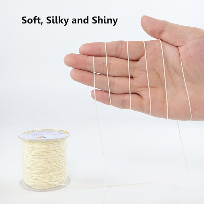 0.8mm Nylon String, Strong Bracelet String, Durable Nylon Cord for Jewelry Making, Bracelets, Beading, Necklaces, Rattail Braiding, Kumihimo, Wind Chimes, Blinds and Handicrafts