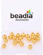 18K Gold Plated Round Spacer Beads 8mm 20pcs for Jewelry Making Findings Non Tarnish