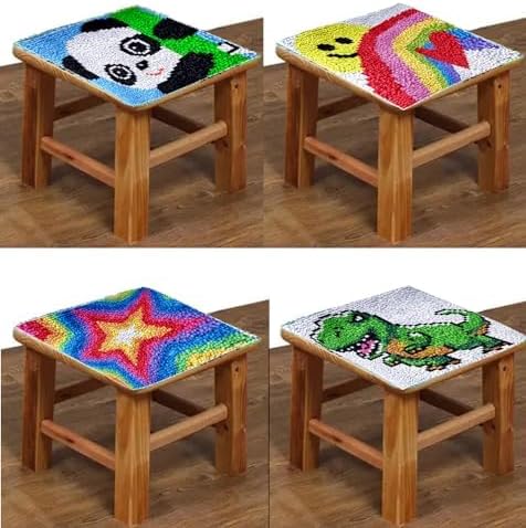 Latch Hook Rugs Kits for Kids Adults Beginners, Dinosaur Owl Smile Star Sunflower Dog Panda Small Large DIY Latch Hook Rug Making Kit for Girls and Boys (A03, 12 * 12IN)