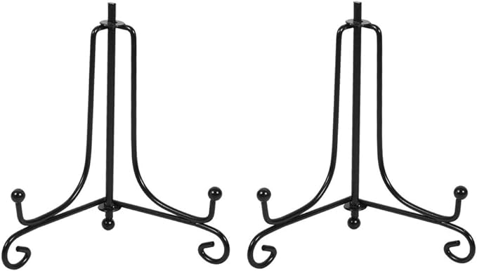 (2 pack)Iron Display Stand, Black Iron Easel Plate Display Photo Holder Stand, Displays Picture Frames, Cookbooks, Decorative Plates, Tablets and Art 5 Inch