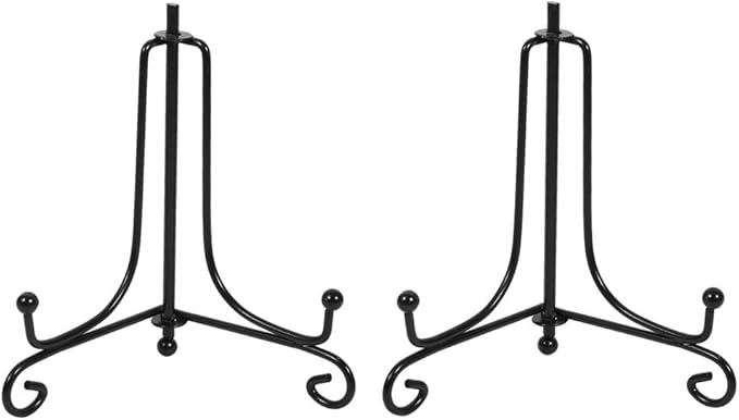 (2 pack) Iron Display Stand, Black Iron Easel Plate Display Photo Holder Stand, Displays Picture Frames, Decorative Plates,Tablets and Art 4 Inch