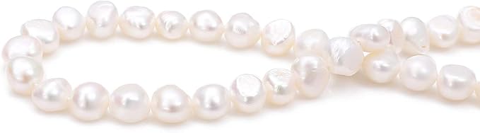 Natural Pearl Beads Side Hole 8-9mm White Freshwater Cultured Loose Gemstone Beads for DIY Jewelry Making 13.8''/Strand