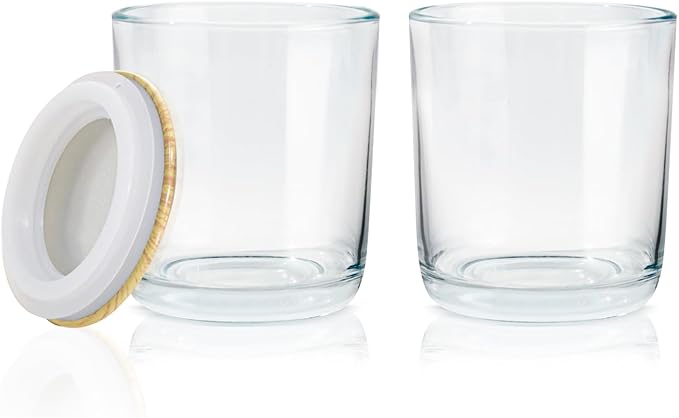 Aroparc Candle Jars for Candle Making 10oz U Base Tumbler Jars for DIY, Bulk Vessel - 12 Containers +12 Metal Lids - Clear