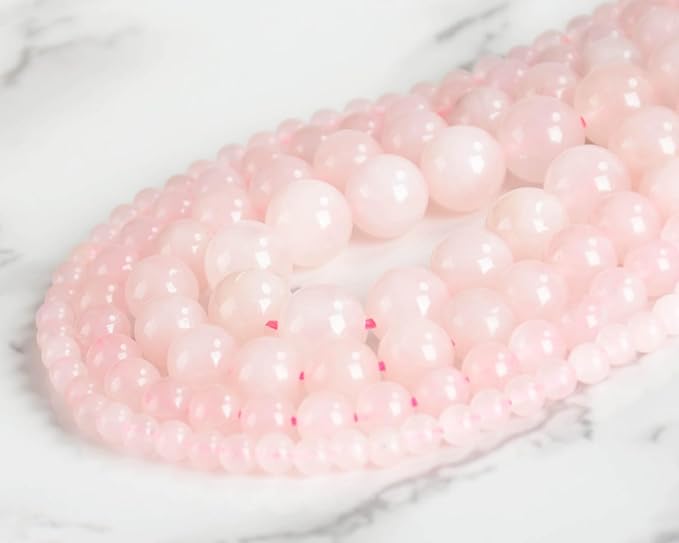 Natural Stone Beads Pink Rose Quartz Round Genuine Stone Beading Loose Gemstone Hole Size 1mm DIY Charm Smooth Beads for Bracelets Necklaces Earrings 6mm 200pcs (Pink Rose Quartz 6mm)