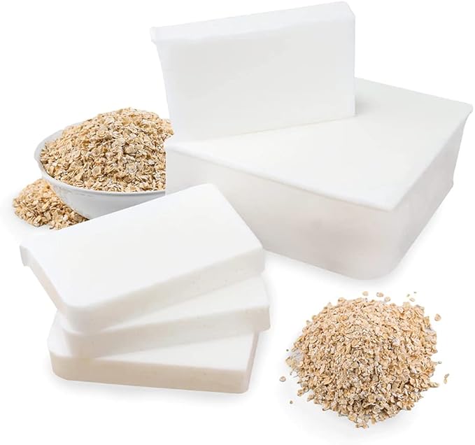 Primal Elements Oatmeal Soap Base - Moisturizing Melt and Pour Glycerin Soap Base for Crafting and Soap Making, Easy to Cut - 5 Pound