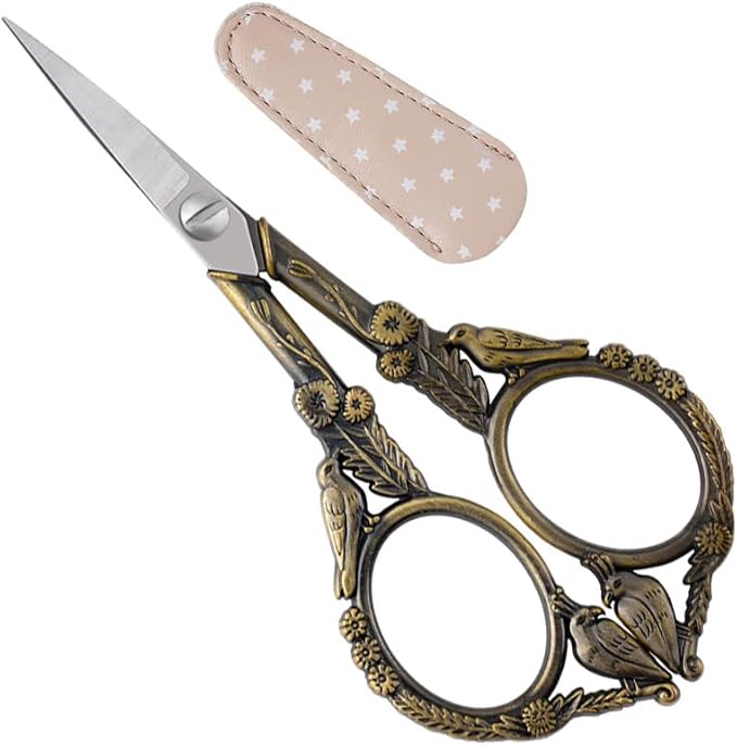 Small Embroidery Scissors with Cover -Cute and Comfortable handles with Sturdy and Sharp Tips for Precise Cutting, Perfect Size for Keeping in Your Sewing and Craft Supplies Kit