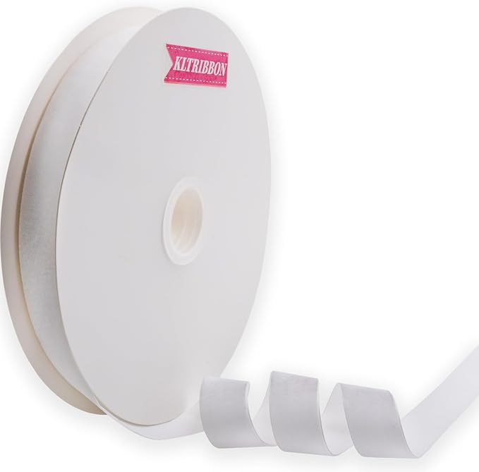 Nylon Velvet Ribbon Single Faced,1 Inch X 25Yards Spool (White)