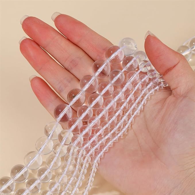 Natural Stone Beads Clear Quartz Crystals Round Genuine Stone Beading Loose Gemstone Hole Size 1mm DIY Charm Smooth Beads for Bracelets Necklaces Earrings 6mm 200pcs (Clear Quartz Crystals 6mm)