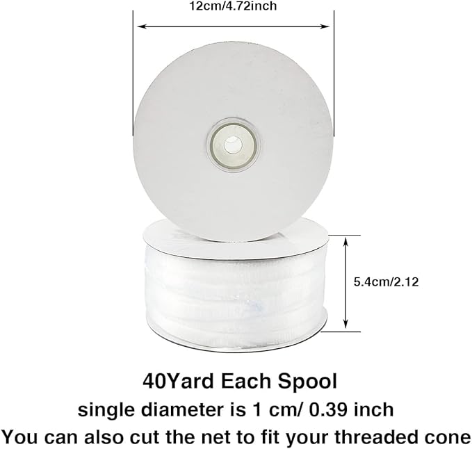 40Yards 1cm Wide Thread Net Spool Saver for Different Sizes of Embroidery Sewing Quilting and Serger Thread Spools/Cones (40Yards)