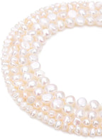 Natural Pearl Beads Side Hole 7-8mm White Freshwater Cultured Loose Gemstone Beads for DIY Jewelry Making 13.8''/Strand