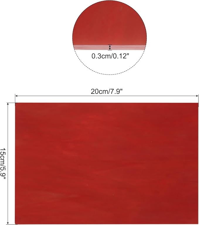 MECCANIXITY Stained Glass Sheet Mosaic Tile 7.9 Inch x 5.9 Inch Deep Red Stained Glass Sheets for Crafts DIY, Art Project