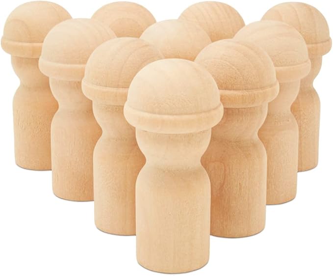 Wood Peg Dolls Unfinished 2-1/8 inch, Pack of 50 Birch Wooden Dolls with Hats for Peg People Crafts & Small World Play, by Woodpeckers