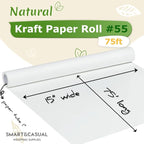 SMART&CASUAL 15" x 900" (75') Kraft Paper Roll for Art Craft Supplies Gift Wrapping Moving Packing Kids Painting Drawing Paint Easel Poster Chart Paper (White, 15" W x 900" L (75'))