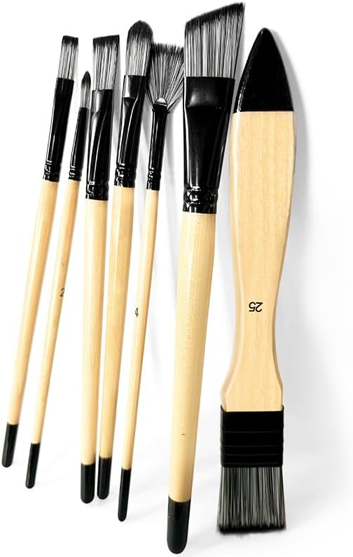 Paint Brushes Set, 1 Pack 7 Pcs Round-Pointed Tip Nylon Hair Artist Acrylic Paint Brushes for Acrylic Painting Oil Watercolor, Face Nail Art, Canvas, Miniature Detailing & Rock Painting