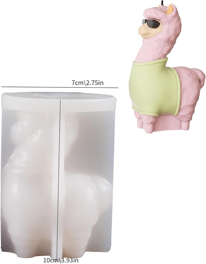 Alpaca Mold - Resin Casting & Candle Making Molds - Silicone 3D Animal Molds for Home Decor