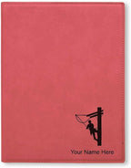 Large 9.5" X 12" Portfolio Notepad, Lineman, Personalized Engraving Included (Pink)