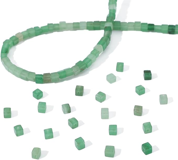 Natural Green Aventurine Square Stone Beads 4x4mm 85pcs Cube Loose Semi Gemstone Beads for Jewelry Making Design