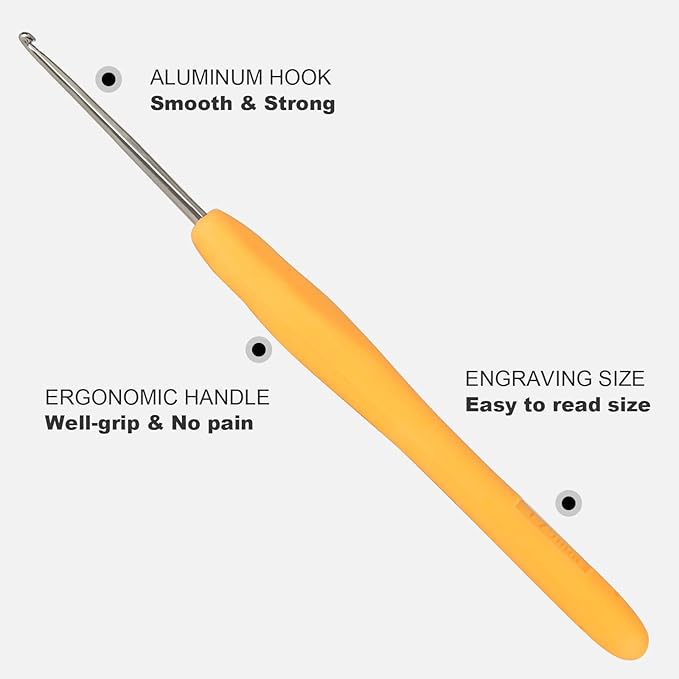 1.75mm Crochet Hook, Small Size 1.75 mm Ergonomic Crochet Hooks for Beginner, Comfort for Arthritic, 1 Pack