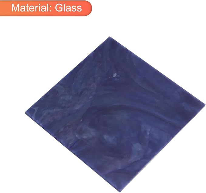 MECCANIXITY Stained Glass Sheet Mosaic Tile 3.9 Inch x 3.9 Inch Deep Blue Stained Glass Sheets for Crafts DIY, Art Project