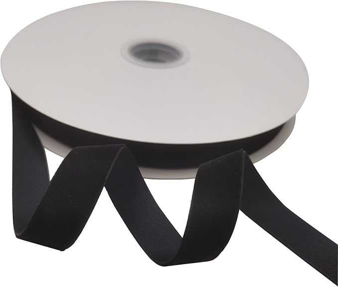 Nylon Black Velvet Ribbon Single Face,5/8 Inch X 25Yards Spool