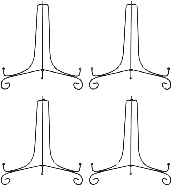 (4 Pack)Iron Display Stand, Black Iron Easel Plate Display Photo Holder Stand, Displays Picture Frames,Decorative Plates and Art 12 Inch