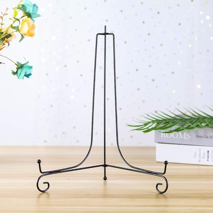 (4 Pack)Iron Display Stand, Black Iron Easel Plate Display Photo Holder Stand, Displays Picture Frames,Decorative Plates and Art 12 Inch