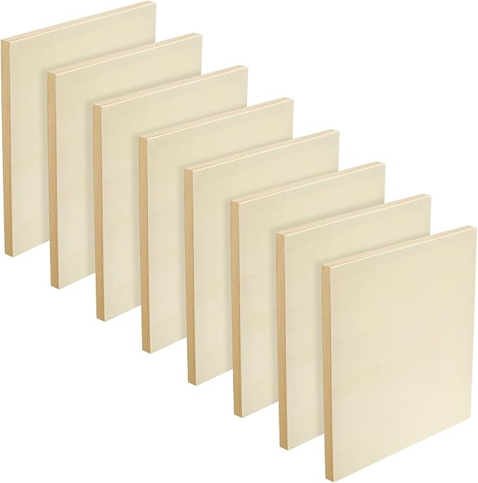 Wood Canvas Boards Unfinished Wooden Panel Boards Paint Pouring Panels for Painting Drawing Home Decor(8 Pieces,12 x 12 x 0.8 Inches)