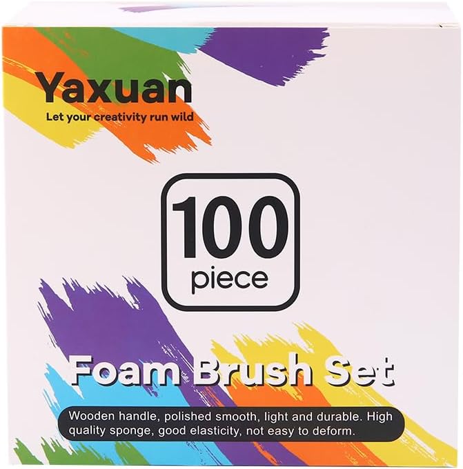 1" Foam Paint Brushes - 100 Pack, 1-Inch Painting Sponges - Premium Foam Brushes - Lightweight & Durable - Sponge Brush Ideal for Painting, Crafting, Acrylics, Stains, Varnishes (Blue)