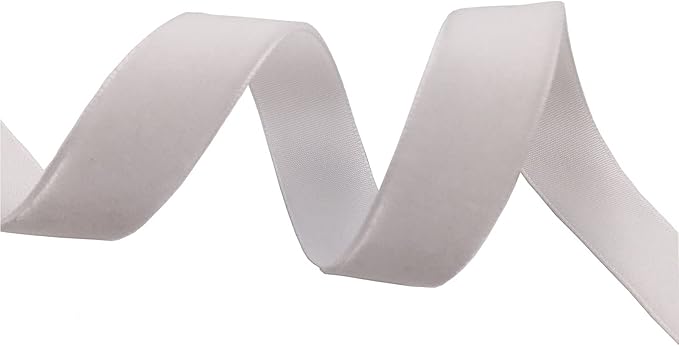 Nylon Velvet Ribbon Single Faced,5/8 Inch X 25Yards Spool (White)