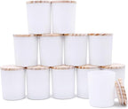 Thick Candle Jars for Making Candles 12 Pcs, 7 OZ Empty Jars with Wood Lids for Candle Making, Sample Container, Matte White