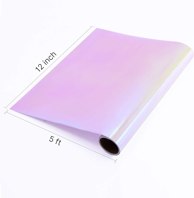 Holographic Opal Vinyl roll 12" x 5ft,Permanent Vinyl,SHOYISI Permanen Adhesive,for All Kinds of Cutting Machines(Opal Pink)