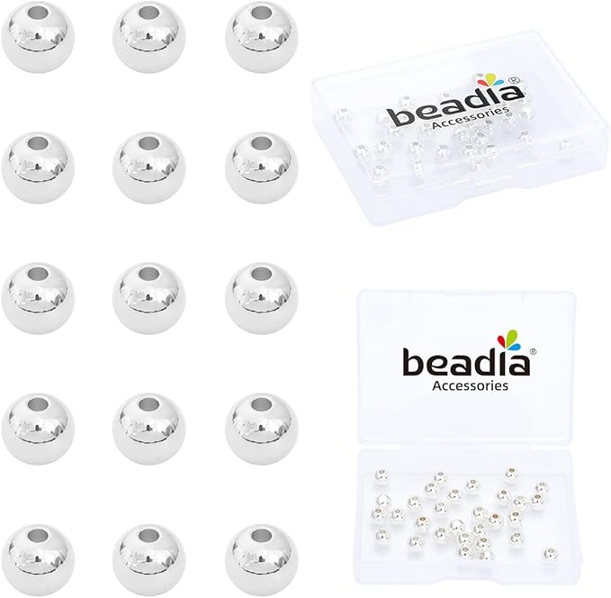 Silver Plated Round Spacer Beads 6mm 30pcs for Jewelry Making Findings Non Tarnish