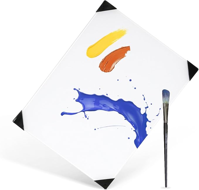 Glass Palette for Oil Painting 16 x 12 Inches, Clear Paint Mixing Palette for Acrylic Painting, Ultra White, Painting Supplies for Use with All Art Media, Artists, Adults, Kids