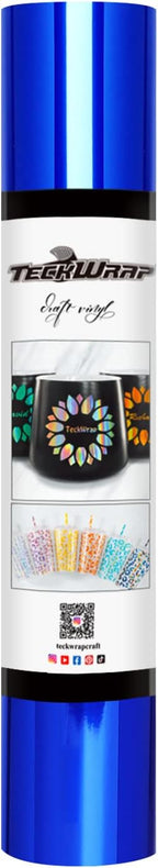 TECKWRAP Blue Chrome Vinyl Wrap Blue Metallic Permanent Vinyl 1ftx5ft