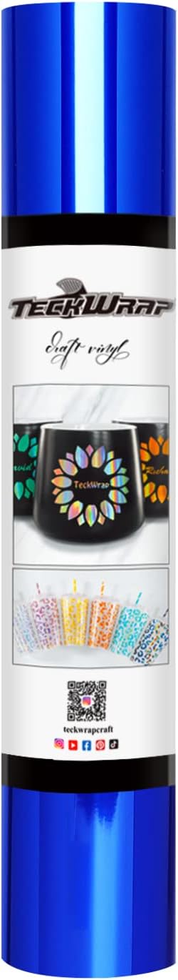 TECKWRAP Blue Chrome Vinyl Wrap Blue Metallic Permanent Vinyl 1ftx5ft