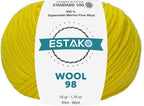Estako Wool 98 100% Superwash Merino Wool Medium Worsted Weight Soft Knitting and Crochet Yarn 1.76 oz (50gr) 98 yds (90 m) (6366-Yellow)