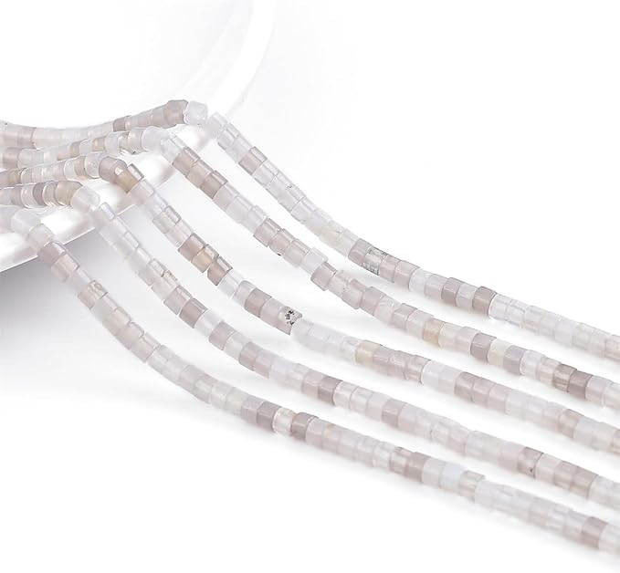 Natural Gray Agate Spacer Beads Caps Flat Round Loose Beads for Beading Jewelry Making 3mmx2mm 38cm