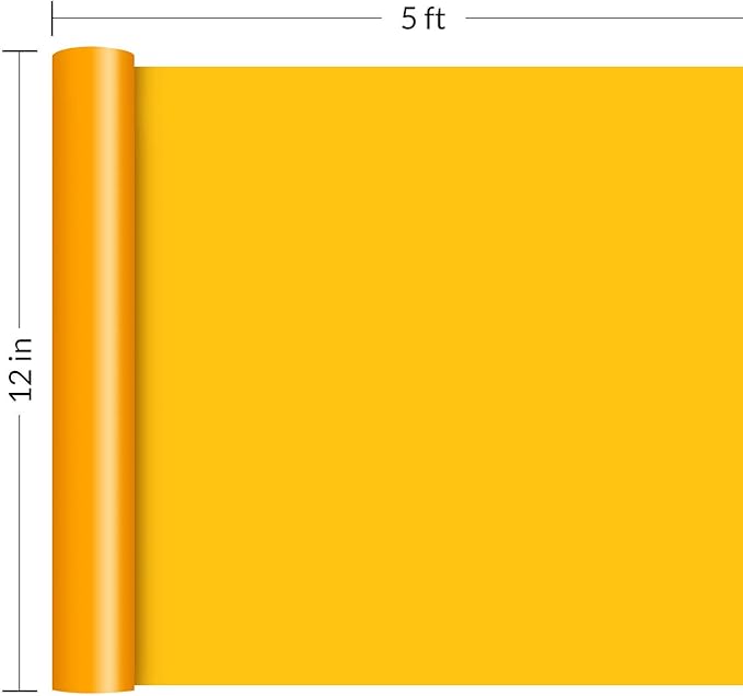 HTV Orange Heat Transfer Vinyl Rolls 12 Inch by 5 feet Roll Iron on DIY for T-Shirt Easy to Cut & Weed for Heat Vinyl Design Glossy (5Ft, Orange)