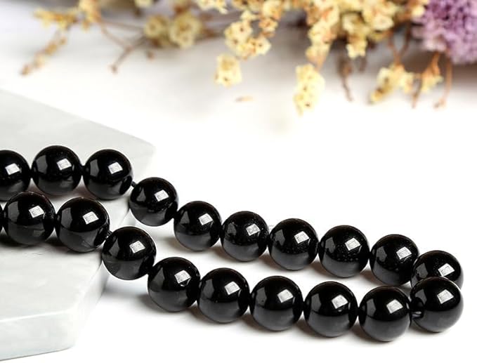 Natural Stone Beads Black Onyx Round Genuine Stone Beading Loose Gemstone Hole Size 1mm DIY Charm Smooth Beads for Bracelets Necklaces Earrings 6mm 200pcs (Black Onyx 6mm)