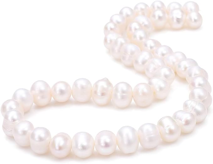 Natural Pearl Beads Potato 8-9mm White Freshwater Cultured Loose Gemstone Beads for DIY Jewelry Making 13.8''/Strand